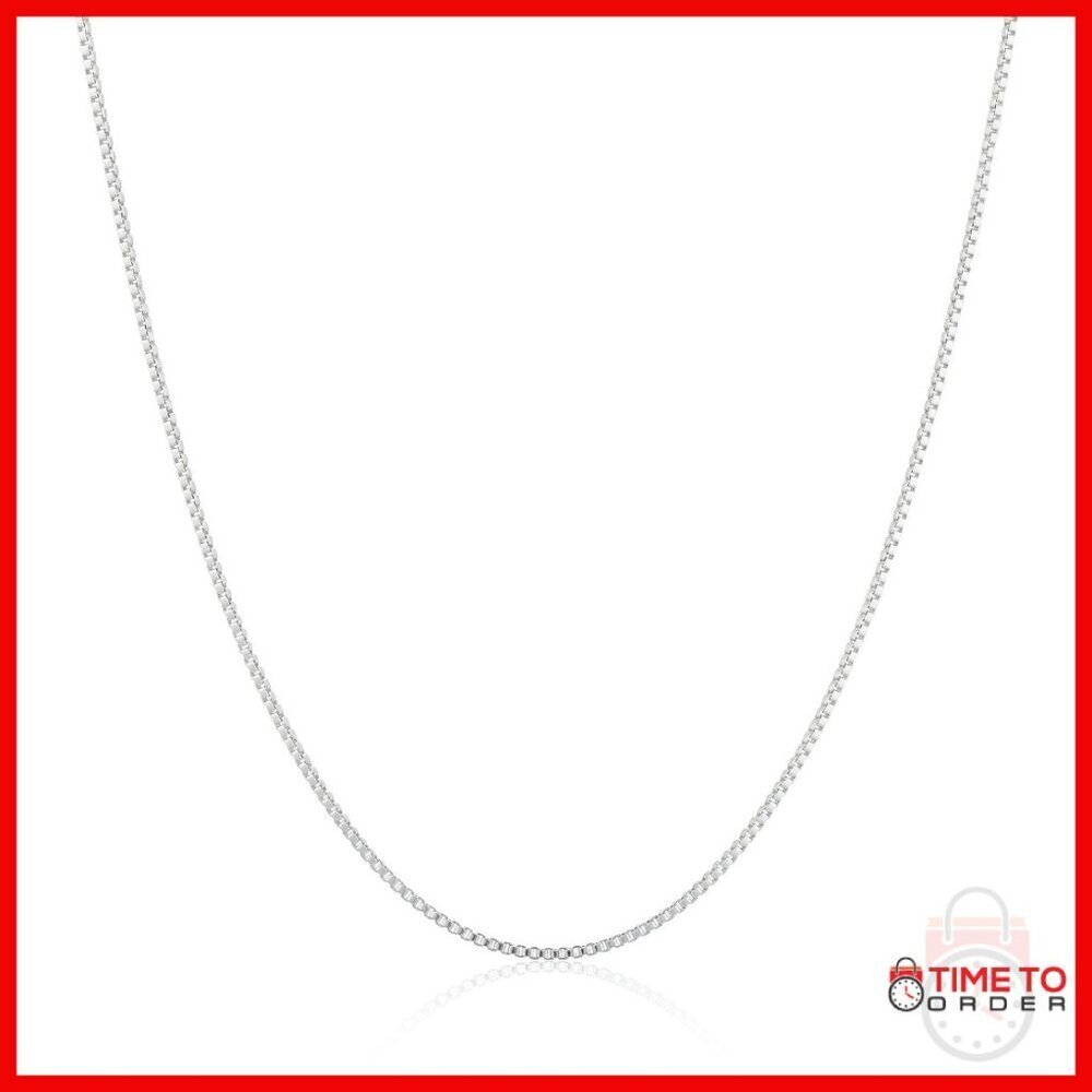 Sterling Silver Thin Box Chain Necklace 20" 0.8mm Hypoallergenic